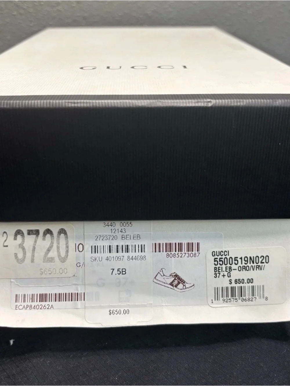 Size 7.5B- Gucci Ace GG Leather Velvet Logo Sneakers Lightly Worn/Retail $750!